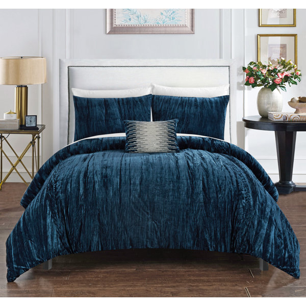 Navy Blue Velvet Bedding | Wayfair